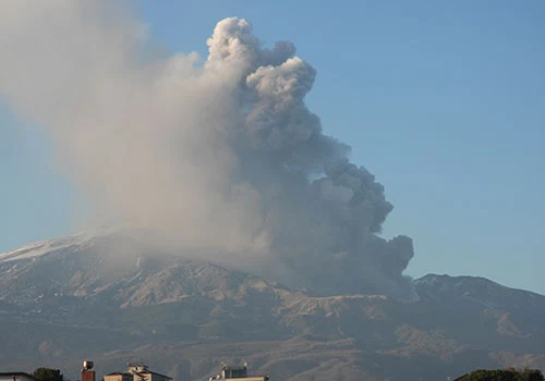 Ash and eruption column above Mount Etna during the February 16, 2021 paroxysm